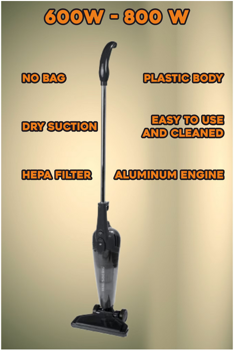 Aspirator vertical 2 in 1 HAUSBERG HB-2025NG, fara sac, aspirare uscata, filtru Hepa, 0.5 L, 600-800 W, Negru