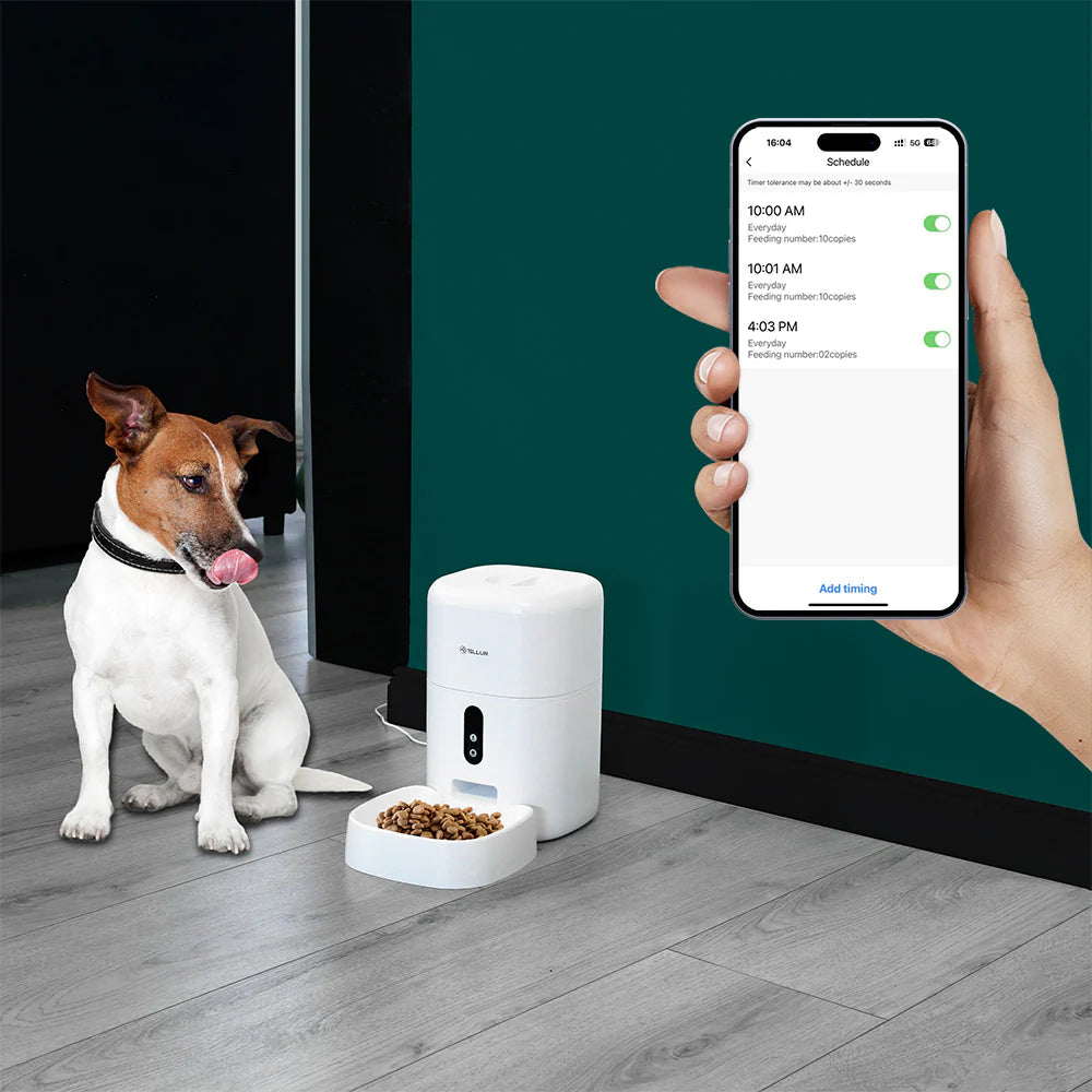 Hrănitor inteligent pentru animale de companie cu camera video , aplicatie telefon, WiFi, cameră UltraHD, 4L, alb, pisici, caini