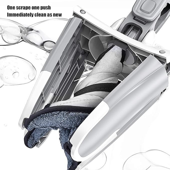 Mop cu sistem de storcare rapida, Microfibra 36 CM, Pentru curatenie Profesionala interior/exterior praf si substante lichide cu spalare, Tija reglabila din otel inoxidabil, Gri