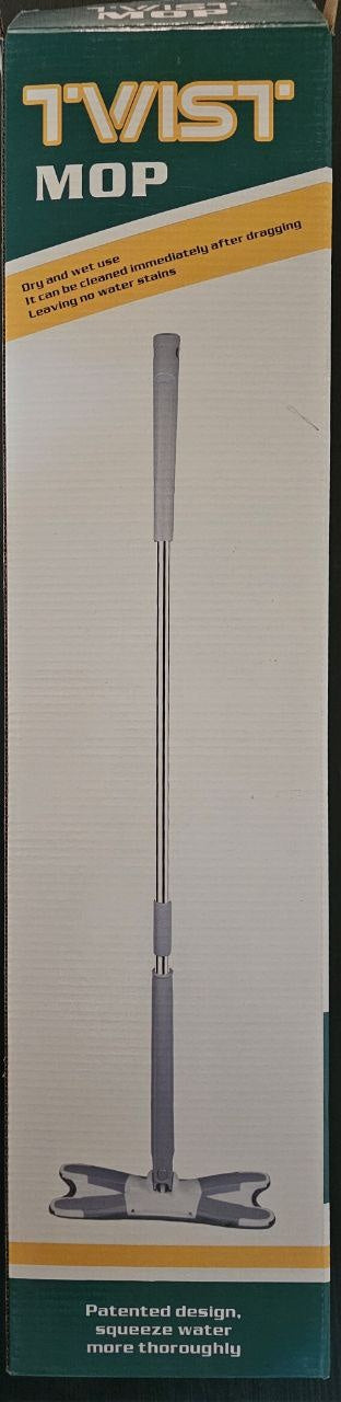 Mop cu sistem de storcare rapida, Microfibra 36 CM, Pentru curatenie Profesionala interior/exterior praf si substante lichide cu spalare, Tija reglabila din otel inoxidabil, Gri