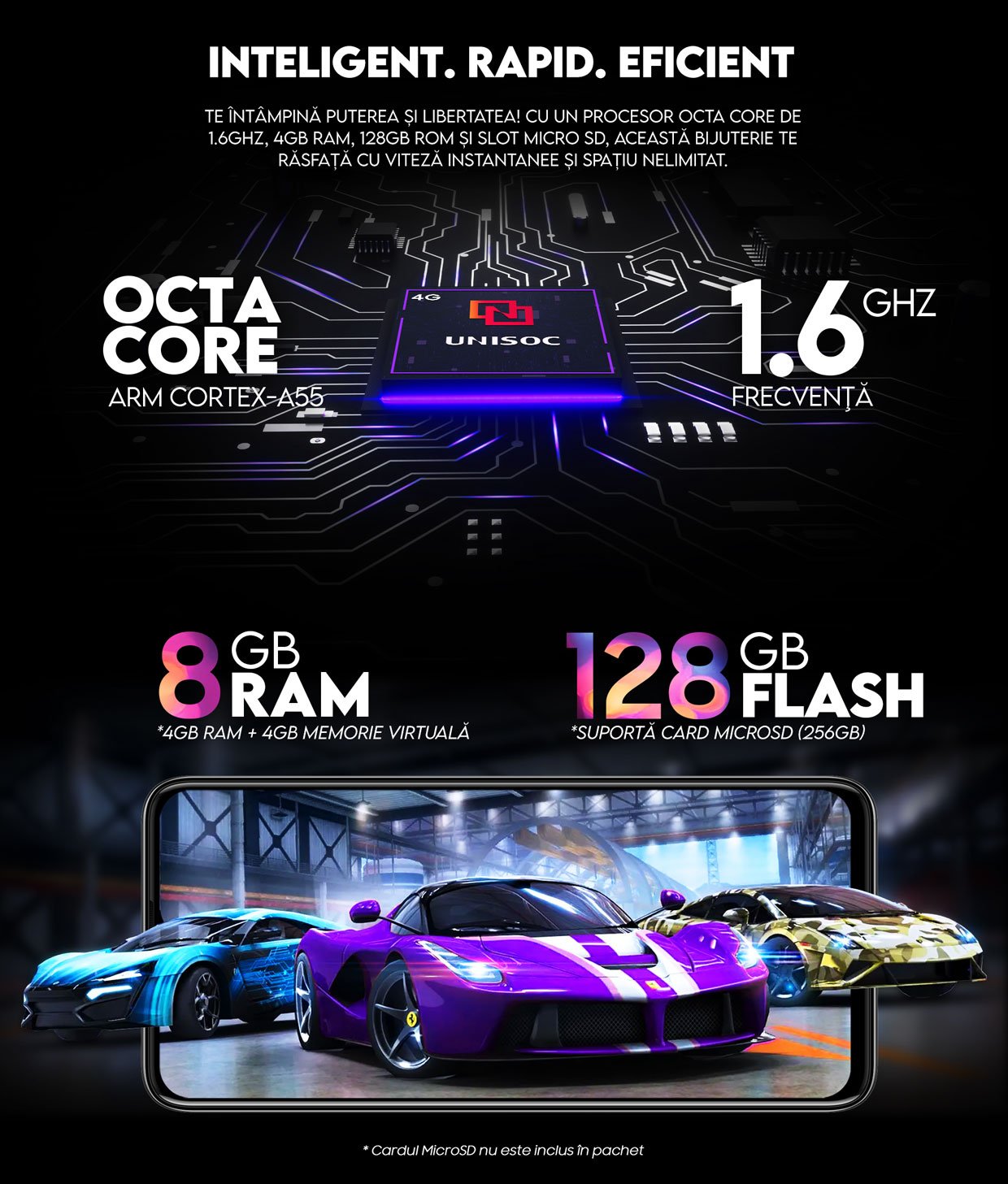 Telefon iHunt S25 Ultra, 128gb, Android 15, Baterie 5150mAh, 8.8mm grosime, Negru