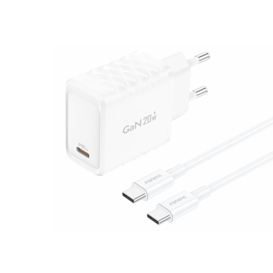 Incarcator Type C cu Cablu Type C ,20W,  GaN PD, EU55, Foneng